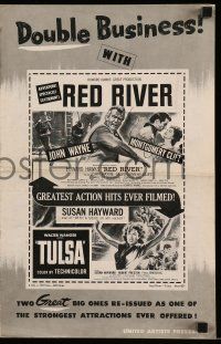 8h742 RED RIVER/TULSA pressbook '52 Howard Hawks double bill!