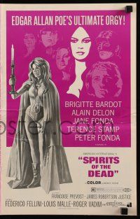 8h793 SPIRITS OF THE DEAD pressbook '69 Federico Fellini, Reynold Brown art of sexy Jane Fonda!