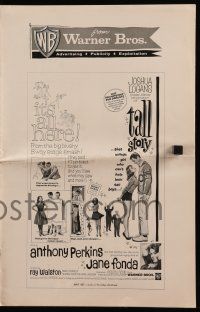 8h809 TALL STORY pressbook '60 Anthony Perkins, early Jane Fonda, basketball!