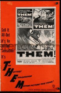 8h815 THEM pressbook '54 classic sci-fi, a horror horde of giant bugs terrorizes people!