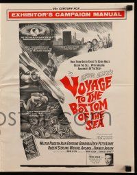 8h854 VOYAGE TO THE BOTTOM OF THE SEA pressbook '61 fantasy sci-fi art of scuba divers & monster!