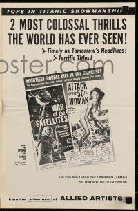 8h858 WAR OF THE SATELLITES/ATTACK OF THE 50 FT WOMAN pressbook '58 two most colossal thrills!