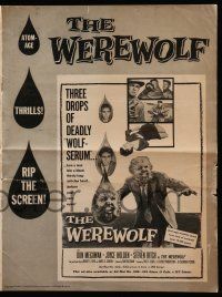8h861 WEREWOLF pressbook '56 two great wolf-man horror images, happens before your horrified eyes!