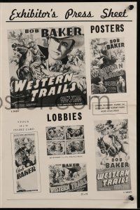 8h863 WESTERN TRAILS pressbook '38 great poster images with singing cowboy Bob Baker!
