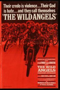8h868 WILD ANGELS pressbook '66 cool image of biker Peter Fonda & sexy Nancy Sinatra on motorcycle