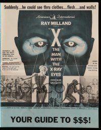 8h874 X: THE MAN WITH THE X-RAY EYES pressbook '63 Ray Milland strips souls & bodies, cool art!