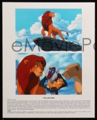 8h315 LION KING presskit w/ 7 stills '94 Disney cartoon set in Africa, Mufasa in sky cover