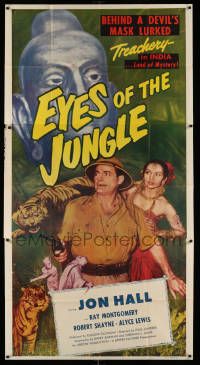 8j313 EYES OF THE JUNGLE 3sh '53 Jon Hall, behind a devil's mask lurked treachery in India!