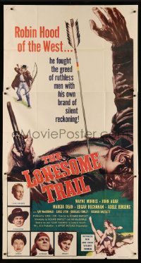 8j373 LONESOME TRAIL 3sh '55 Robin Hood of the West fought the greed of ruthless men!