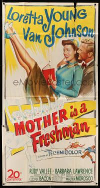 8j394 MOTHER IS A FRESHMAN 3sh '49 art of Loretta Young & Van Johnson, cheer leader of the year!