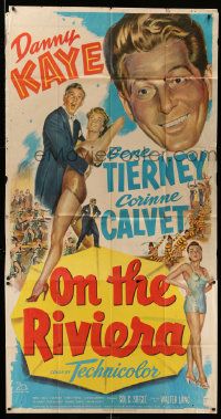 8j411 ON THE RIVIERA 3sh '51 art of Danny Kaye, sexy Gene Tierney & Corinne Calvet!