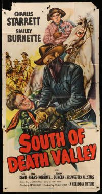 8j457 SOUTH OF DEATH VALLEY 3sh '49 Charles Starrett as the Durango Kid, Smiley Burnette!