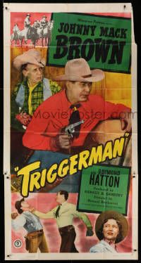 8j482 TRIGGERMAN 3sh '48 great images of cowboys Johnny Mack Brown & Raymond Hatton!