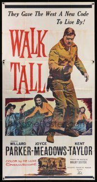 8j495 WALK TALL 3sh '60 Willard Parker & friends gave the West a new code to live by!