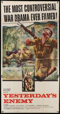 8j508 YESTERDAY'S ENEMY 3sh '59 Val Guest, Stanley Baker, Hammer controversial World War II movie!