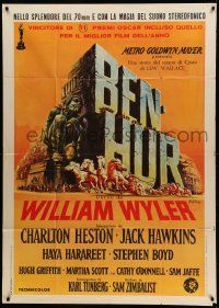 8j539 BEN-HUR Italian 1p R60s Charlton Heston, William Wyler classic religious epic, Brini art!