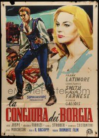 8j591 CONSPIRACY OF THE BORGIAS Italian 1p '59 art of Frank Latimore & Constance Smith by Manfredo!