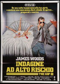 8j593 COP Italian 1p '88 different art of policeman James Woods on phone by murdered woman on bed!