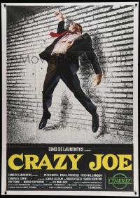 8j597 CRAZY JOE Italian 1p '74 Peter Boyle as mafioso Joey Gallo shot against brick wall!