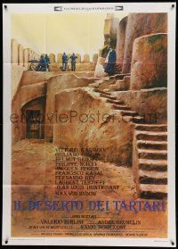 8j614 DESERT OF THE TARTARS Italian 1p '76 cool artwork of soldiers defending desert fortress!