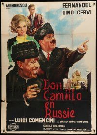 8j624 DON CAMILLO IN MOSCOW Italian 1p '65 Il Compagno Don Camillo, Olivetti art of Fernandel