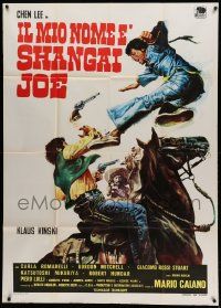 8j629 DRAGON STRIKES BACK Italian 1p '72 Il mio nome e Shanghai Joe, cool kung fu western art!