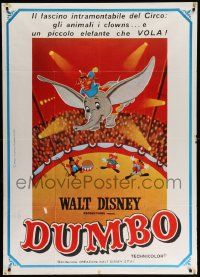 8j631 DUMBO Italian 1p R70s colorful art from Walt Disney circus elephant classic!
