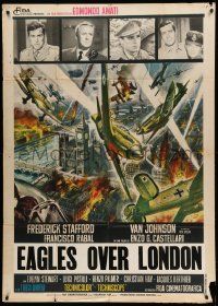 8j633 EAGLES OVER LONDON Italian 1p '69 Van Johnson, different World War II aerial battle art!