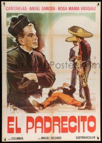 8j634 EL PADRECITO Italian 1p '66 great different art of Mexican Catholic priest Cantinflas!