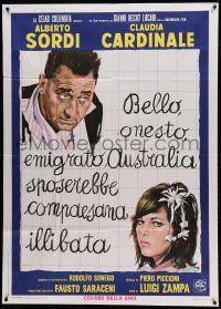 8j673 GIRL IN AUSTRALIA Italian 1p '71 great art of Alberto Sordi & sexy Claudia Cardinale!