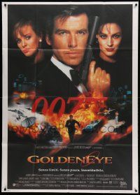 8j681 GOLDENEYE Italian 1p '96 Pierce Brosnan as secret agent James Bond 007, cool montage!