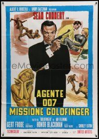 8j682 GOLDFINGER Italian 1p R70s art of Sean Connery as James Bond + sexy golden Shirley Eaton!