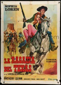 8j697 HELLER IN PINK TIGHTS Italian 1p R66 different art of sexy Sophia Loren on horse with Quinn!