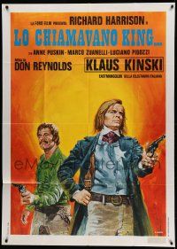 8j703 HIS NAME WAS KING Italian 1p '71 Crovato spaghetti western art of Klaus Kinski & Harrison!