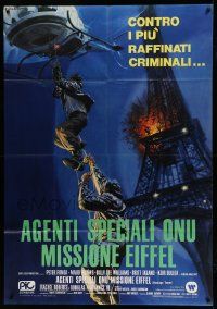 8j706 HOSTAGE TOWER Italian 1p '80 Alistair McLean, cool Ciriello art of Eiffel Tower explosion!