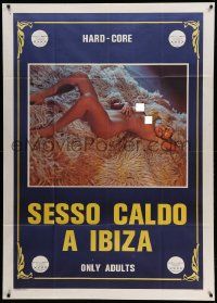 8j707 HOT SEX IN IBIZA Italian 1p '84 full-length sexy naked blonde laying on fur rug!