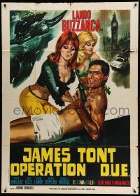 8j735 JAMES TONT OPERATION D.U.E. Italian 1p R60s Casaro art of spy & sexy girls, James Bond spoof!