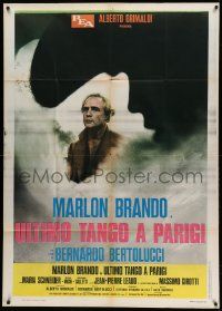 8j756 LAST TANGO IN PARIS Italian 1p '72 different image of Marlon Brando & silhouette, Bertolucci