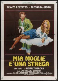 8j803 MIA MOGLIE E UNA STREGA Italian 1p '80 art of Renato Pozzetto w/ cat & sexy Eleonora Giorgi!