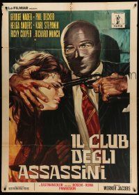 8j808 MURDERERS CLUB OF BROOKLYN Italian 1p '70 Mos art of masked man holding gun to girl's head!
