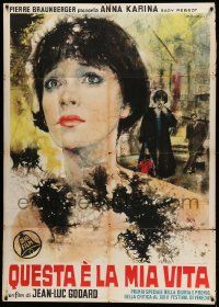 8j809 MY LIFE TO LIVE Italian 1p '63 Jean-Luc Godard's Vivre sa Vie, Donelli art of Anna Karina!
