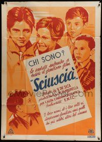 8j888 SHOESHINE advance Italian 1p '46 Vittorio De Sica's classic Sciuscia, different art, rare!