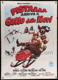 8j900 SNOWBALL EXPRESS Italian 1p '74 Walt Disney, Dean Jones, wacky winter fun art!