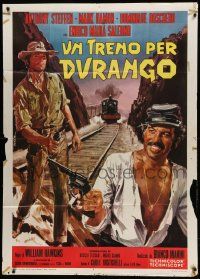 8j945 TRAIN FOR DURANGO Italian 1p '73 art of stars with guns on railroad tracks by De Seta!