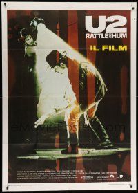 8j953 U2 RATTLE & HUM Italian 1p '88 great image of Irish rocker Bono performing!