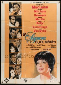 8j974 WHAT A WAY TO GO Italian 1p '64 Nistri art of Shirley MacLaine, Newman, Martin & co-stars!