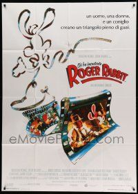 8j983 WHO FRAMED ROGER RABBIT Italian 1p '88 Robert Zemeckis, cool cartoon/live action image!