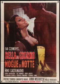 8j984 WIFE BY NIGHT Italian 1p '71 Rodolfo Gasparri art of sexy naked Eva Czemerys & her lover!
