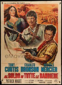 8j995 YOU CAN'T WIN 'EM ALL Italian 1p '70 different art of Tony Curtis, Charles Bronson & Mercier!