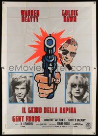 8j005 $ Italian 2p '71 great different art of bank robbers Warren Beatty & Goldie Hawn!
